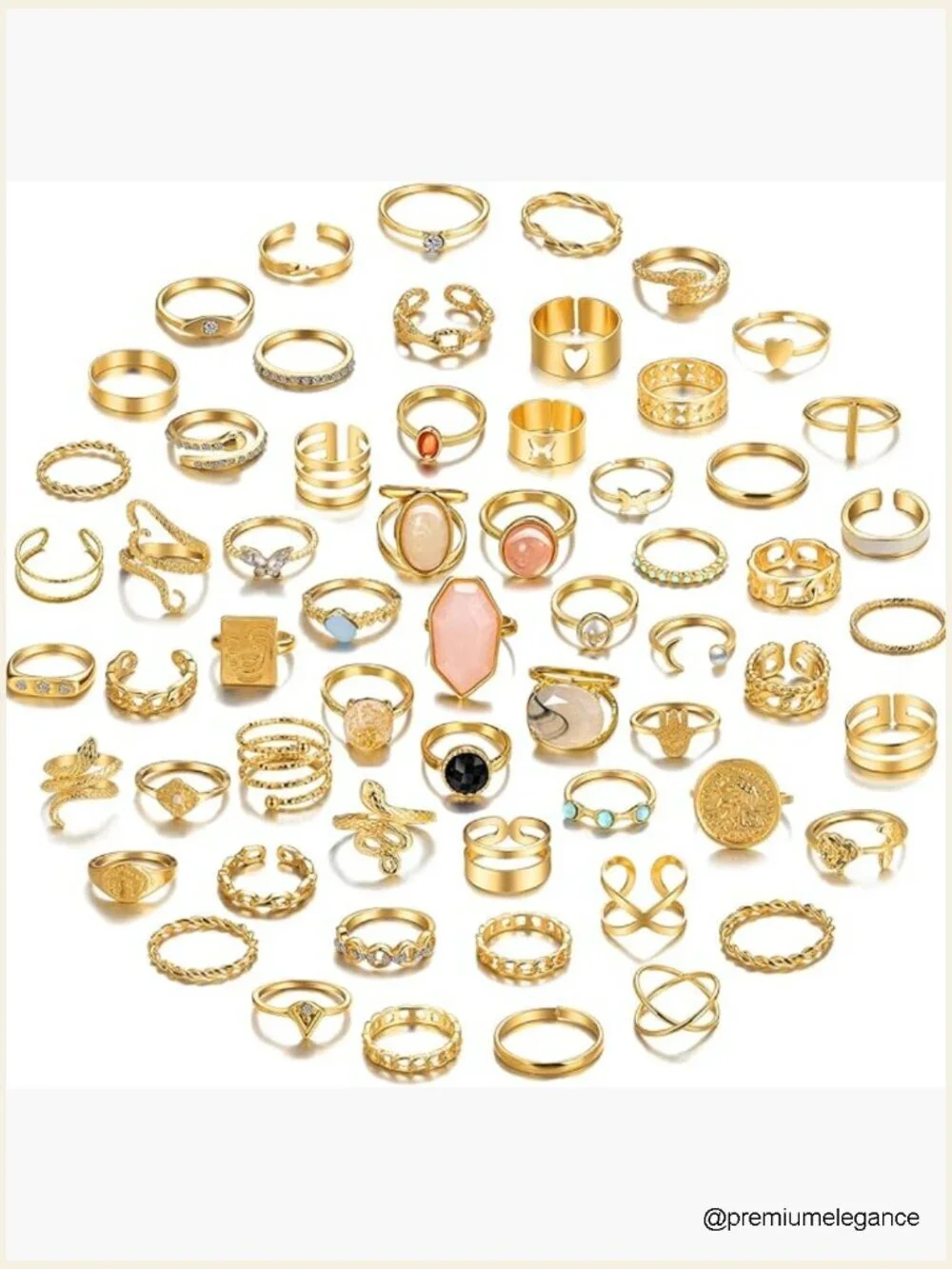 60 Pcs Vintage Stackable Rings Set, Midi Knuckle Rings Gold, Dainty Ring Pack